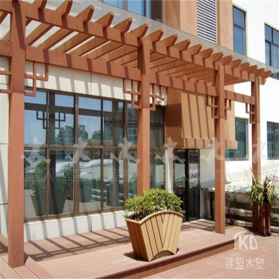 塑木花架搭建 呼市木塑花架制作安装工程案例